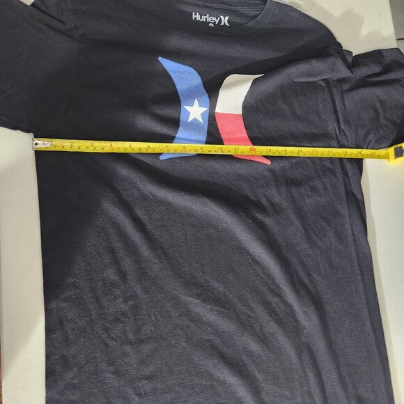 Hurley Mens Texas Flag Logo Black T-Shirt M 100% Cotton Short Sleeve - Picture 10 of 13